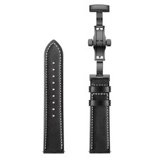 엔인원 갤럭시워치 3 액티브 기어 가죽 스트랩 스테인리스 메탈 디버클 밴드 시계줄, 22mm, 블랙, 블랙 스트랩