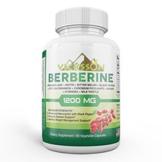 Vicksson Berberine HCL 보충제 1200mg 면역 체계 포도당 대사 혈당 인슐린 위장 기능 체중 관리 90캡슐/알약, 1개, 90정
