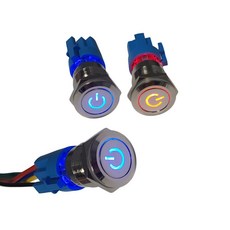 하템몰 LED 메탈 락 푸쉬버튼 오토바이 고정 원형스위치 19mm, 레드, 스위치+소켓세트, 1개