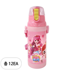르번 알쏭달쏭 캐치 티니핑 안심락 원터치 물병, 혼합색상, 470ml, 12개