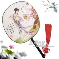 부채 광장무 궁전스타일 댄스 시리즈 궁선 둥글 고풍 양면 모란, T12-양면 黛玉葬花, 기본