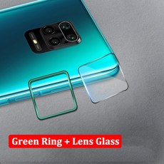카메라 보호대 금속 프레임 링 강화 유리 xiaomi redmi 참고 9s 9 8 프로 최대 8t 케이스 백 렌즈 필름 화면 보호기, Green Ring and Glass, Redmi Note 9 Pro