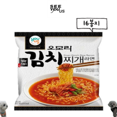 GS 유어스 오모리 김치찌개 봉지라면 160g 16개