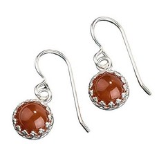 Dark Orange Carnelian Gemstone Dangle Drop Earrings in Sterling Silv 스털링 실버 다크 오렌지 카넬리안 젬스톤 댕글 드롭 이어