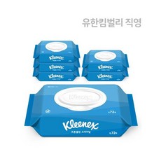 크리넥스 수앤수 코튼 오리지널 대용량물티슈 캡형물티슈 72매 X 6팩 X 1EA, 6개