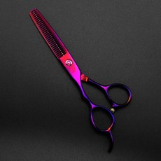 전문 일본 440c 왼손잡이 6 인치 보라색 머리 가위 헤어컷 숱이 이발사 마카 커팅 미용사, 02 thinning
