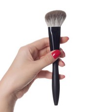 전문 수제 메이크업 브러쉬 부드러운 여우 털 비스듬한 윤곽 브러쉬 에보니 손잡이 화장품 도구 메이, 1개