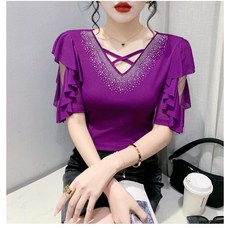 시리 여성 라인댄스복 상의 라틴댄스 공연복 블랙 퍼플 의상