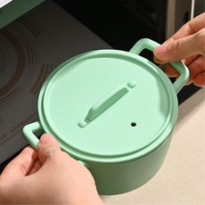 전자렌지용 야채찜기 손잡이 실리콘냄비 직장인 레인지용 미니찜솥, 민트600ml, 민트600ml, 1개