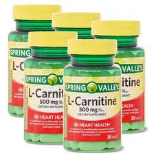 스프링밸리 엘 카르니틴 500mg Spring Valley L-Carnitine, 5개, 30정
