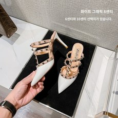  러브윙 글래디에이터 신발 락스터드 2023년 여성 구두 스터드 큐빅 포인트 힐 미들 하이힐 출근 슬링백 슈즈 HYANN 