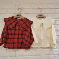 [밀리밤] NC05 여아빅카라 체크 블라우스 MLBL20D50