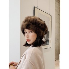 밍크모자 털모자 보라색 비밀 2019 겨울 신제품 절묘한 야생 고귀한 검은 담비 바느질 모피 모자 밍크 모피 베레모