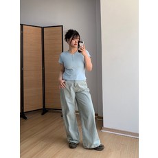 팬츠 드온도 데님 포켓 피그먼트 카키 다잉