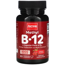 Jarrow Formulas 메틸 B-12 체리 맛 5 000mcg 츄어블 사탕 정제 60정, 1개, 60개