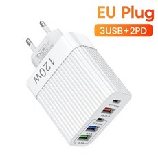 휴대폰고속충전기 샤오미 호환호환 USB 고내부 충전기 5 포트 PD C 타입 아이폰 호환호환 삼성 호환 화웨이, 04 White EU, 1개