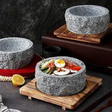 돌솥 1인용 뚝배기 받침 세트 보온 비빔밥 한식 솥밥, 내경 17CM 나무 패드 B 유형 돌솥, 1개