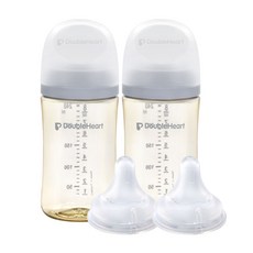 더블하트 모유실감 3세대 PPSU 모먼트 트윈팩 240ml+젖꼭지(2입)