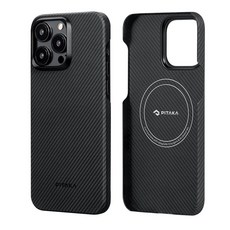  [PITAKA] iPhone 15 Pro Max용 케이스 600 D아라미드 섬유제 MagSafe 대응 MagEZ Case 4 초극박·초경량 카본풍 무선 충전 대응 미니멀리스트 심플 디자인(600 D 블랙그레이 트윌 무늬) 