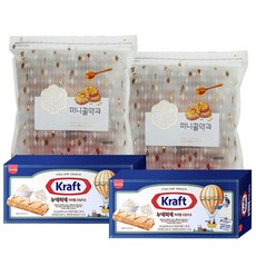 삼립 미니꿀약과 1kg x 2개 + 크래프트 누네띠네 카라멜 크림치즈 120g x 2개, 1세트