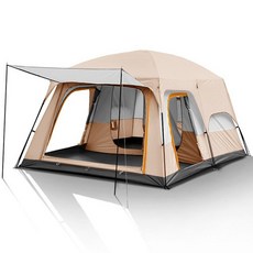 케이스 야외 캠핑 텐트 2실 1실 휴대용 가족용 텐트 캠핑 방수 2층 텐트, 카키 4-6명