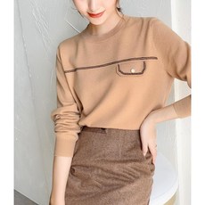 이너셔츠 여성 숲 두꺼운 뱃살커버 올 스티치 블러킹 라운드넥 극세사 양털 이너티셔츠 유럽식조류