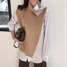 봄가을 두가지다 가짜 갖다 붙이다 와이드 루즈핏 언발 디자인 감각 목폴라 모던 여성