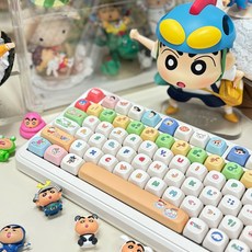 레드 짱구는 못말려 디자인 패션 키보드 키캡 104 키보드 캡 세트 Keycaps 대용량 PBT 키캡 세트