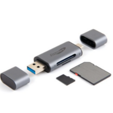 애니포트 메탈바디 2IN1 OTG 카드리더기 USB3.0 Type C, 1개, 그레이, 2IN1카드리더기(AP-UC21)