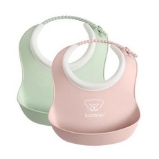 베이비뵨 이유식 턱받이 스몰 베이비 빕, 파우더 그린,파우더 핑크, 2개