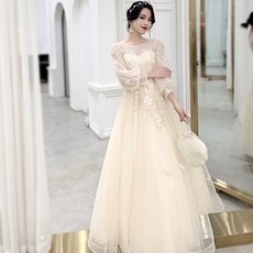 이브닝드레스 여성 프린세스 성년식 스윗 긴 소매