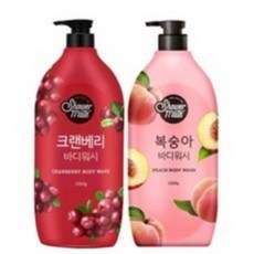 애경 샤워메이트 바디워시 1200g X 2개, 크랜베리+복숭아