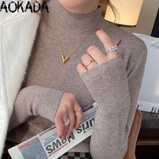 AOKADA 무지 캐시미어니트 기본핏 긴팔 루즈핏 가을 니트