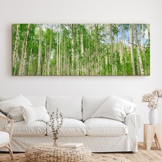 [풍수아트] 돈들어오는 황금 자작나무 풍경화 그림 대형 인테리어 액자, 26.[I]여름 자작나무 숲, 대형[160x60cm]