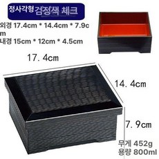 장어 덮밥 그릇 돈부리 업소용 팔각 텐동 공기, 1개, 사각 격자 검정
