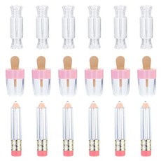 NMT 참신 빈 립글로스 튜브 컨테이너 18pcs DIY 리필 가능한 립 글레이즈 병 투명 립 글레이즈 컨테이너 러블리 연필 아이스크림 캔 - P060408BLK4QZL0, 기본
