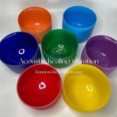 싱잉볼 크리스탈 테라피 요가 마사지 힐링 숍 음향 소품 컬러 프로스트 석영 노래 그릇 무료 말렛 및 O링 명상용 차크라 1 인치-44, 1.432hz 색상 inside, 1개