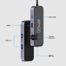 공유기 스위치 USB C Hub QGeeM 6-in-1 USB C to HDMI Adapter with 4k HDMI 1Gbps RJ45 Ethernet 2 USB 3.0 100W PD Chargin-B082KK44RQ, one colorone size