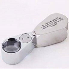 루페 40배 고배율 X40 원형 은색 확대경, 1개
