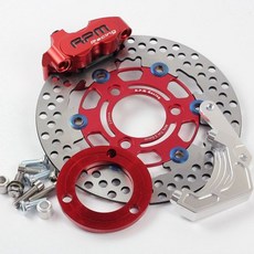 오토바이 브레이크 캘리퍼 + 디스크 브래킷 키트 RPM Adelin Frando 82mm 얼 야마하 ZY125T 조그 Niu N1, 02 Red 220mm, 1개