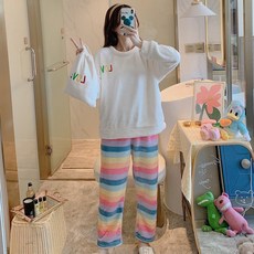 로리돌스 화이트 레인보우 빅사이즈 수면잠옷 홈웨어 QM5157