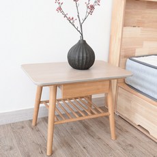 이즈네이처 세라믹 침대협탁 원목협탁 미니협탁, 라이트브라운, 이태리세라믹 화이트