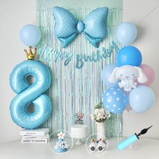 연지마켓 시나모롤 산리오 생일풍선 파티세트, 블루풀세트(블루숫자 8) 블루풀세트(블루숫자 8)