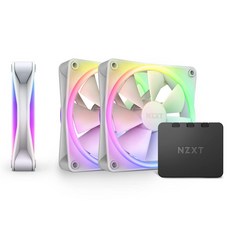 NZXT F120 RGB 듀오 트리플 팩 컨트롤러가 있는 120mm 양면 팬 3개 개별 주소 지정 가능한 LED 20개 균형 잡힌 공기 흐름 정압 유체 다이내믹 베어링 PWM 화이