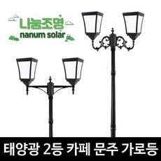 나눔 LED 태양광가로등(2등) LED 카페등 문주등 잔디등 태양열 정원등 전원주택 펜션 외등 야외 조명, 노란빛, 일자가지, 1.8m
