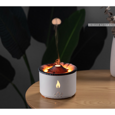 볼케이노 불멍 가습기 V19 대용량 미니가습기 화산 KC인증 대량구매, 화이트+전용아답타