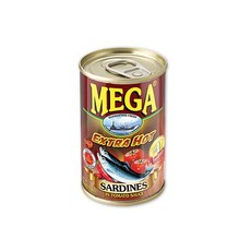 Mega Sardines in Tomato Sauce Extra hot 메가 사딘스 엑스트라핫, 1개, 155g