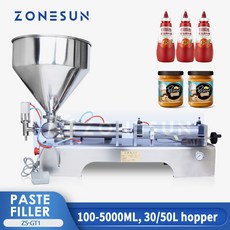 ZONESUN 공압 페이스트 충전 기계 크림 점성 액체 꿀 소스 병 필러 젤 생산 ZS GT1, 10 to 100ml, 220V, 1개