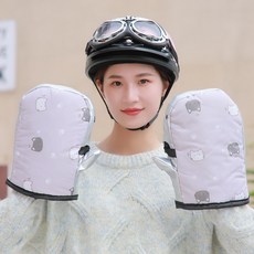 해외상품 오토바이 방한 장갑전기차 자외선 차단 겨울 보온 방수 스쿠터 핸드피스, 18.장갑-회초고양이-벨벳덧신