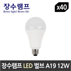 장수램프 LED 전구 12W 주광색 전구색 - 40개입 1BOX, 1개, 12W 주광색 - 40개입 1BOX